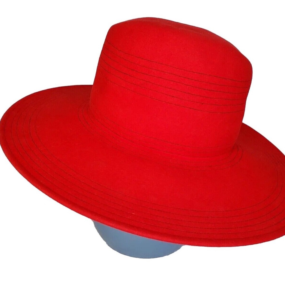 Vintage GIVENCHY Nouvelle Boutique Red Felt Brimmed Hat Made in France